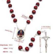 [ 1 件香薰木制念珠礼物 ] 手工木制 59 颗天主教念珠，教皇利奥十四世红玫瑰花瓣香薰念珠，2025 年美国第一任教皇，6 毫米念珠十字架项链，意大利罗马梵蒂冈利奥十四世，洗礼和圣餐派对礼物 - 利奧十四世念珠+盒子 - 查看 6