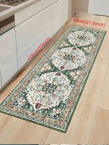 1pc Green Bohemian Style Kitchen Rug, Modern Super Soft Fiber Kitchen Mat, Comfortable Bedside Rug, Hallway Carpet, Stripe Rug, Non-Slip Absorbent Kitchen Mat, Suitable For Floors, Comfortable Standing Mat, Running Mat, Party Gathering Home Decor Rug, Indoor Entrance Mat, Outdoor Doormat, Thick Soft Kitchen Floor Mat, Non-Slip Kitchen Decorative Rug, Easy To Clean Entryway Welcome Mat - Multicolor - View 4