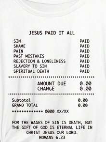 Jesus Paid Bill, Religious Faith In Christ Graphic-Shirt - White - View 9