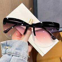Y2K Vintage Cat-Eye Half-Rimmed Glasses - Gradient Color Surface Design, Metal Hinge, Suitable For Both Men And Women As A Fashionable Accessory For Parties And Casual Wear,  Party Glasses, Retro Style, Lightweight Frame,  Design