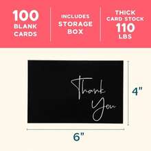 VNS Creations Thank You Cards With Envelopes Bulk Set &Amp; Stickers - 100 Pack 4x6 Blank Thank You Notes Bulk Box Set - Large Note Card Small Business, Wedding, Baby Shower &Amp; Bridal Shower - Navy Blue - màu đen - Xem 6