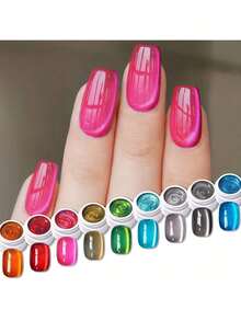 MORDDA 9 colores 5g Nuevo gel de uñas magnético semi-permanente de ojos de gato reflectante popular Contiene imanes para salón de uñas DIY de UV LED de larga duración para el salón de uñas