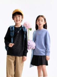 Annil Children's Clothing: Girls, Boys, Middle-Aged And Young Children, Round-Neck Long-Sleeved Knitted Sweaters, Sand-Fried Craft T-Shirts, Autumn