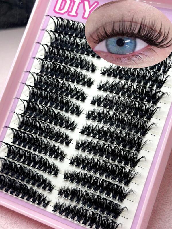 240 Independent Eyelash Clusters 60D/40D Curled 8-16mm DIY Eyelash Clusters Paired Left And Right, Single Cluster Super Thick, Fluffy, Natural Appearance. Reusable Independent Eyelash Extension Kit, Suitable For Home Use Or When Going Out, Suitable For Daily Life, Weddings, Dates, Parties, Music Festivals, And Travel