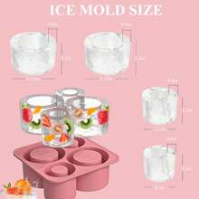 4-In-1 Silicone Ice Cube Tray – Multi-Size Ice Mold For Every Drink – Easy-Release, No-Spill Design – Keeps Drinks Cold Longer –  & Durable – Pink,7798478 - Berwarna merah muda - View 9