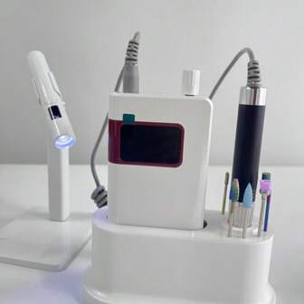 8-Grid White Plastic Nail Art Holder - Professional Dust-Proof Desktop Storage Box For Nail Files, Brushes And Buffers, Portable Makeup Tool Organizer