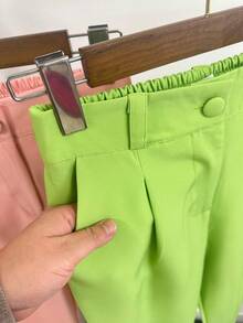 ISADORA MODA Women's Tailored Pants, With Pocket, Solid Color, Back With Elastic - Mint Green - View 2