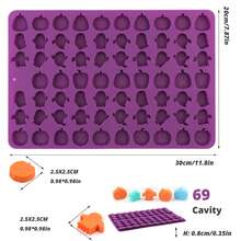 New Halloween Silicone Chocolate Mold, 48 Cavities Candy & Gummy Molds, Non-Stick Chocolate Baking Tray, Jelly, Pumpkin Gummies, Witch Hats, Bats, Skulls, Spiders, Tombstones Shapes - Dishwasher, Oven, Freezer Safe - Multicolor - View 11