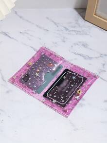 时尚 Y2K 星空透明 PVC 折叠零钱包 女士钱包 迷你钱包 钱包 返校用品 卡包 文具包 沙滩配件 沙滩配件 - 紫丁香色 - 查看 1