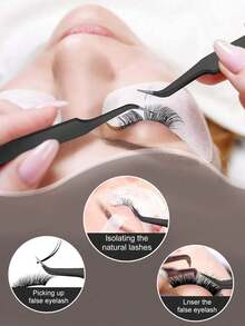 2件/1件睫毛延长工具，黑色弯镊子，化妆工具，睫毛镊子 - 彩色 - 查看 4