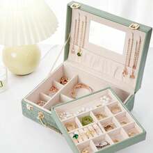 Zumier Jewelry Box Organizer For Women, Earring Organizer Holder With PU Leather For Birthday Christmas And New Year Gifts-Navy Blue