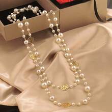 Fashionable And Minimalist Handmade Bead Flower Pearl Double Layered Versatile Temperament Necklace