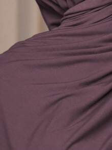 1pc Solid Color Elegant & Soft Scarf, Women Modal Hijab,Comfortable Multifunctional Headscarf, Suitable For Daily Wear For Dress - Purple - View 3