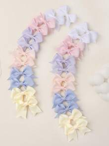 24 件纯色蝴蝶结儿童发夹，可爱婴儿发饰，适合返校 - 彩色 - 查看 4