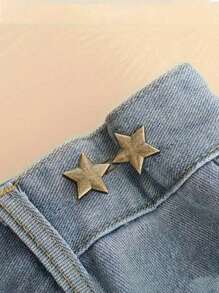 4-1pc Adjustable Waistband Buckles, No Sewing Required, Removable Jeans Waist Extender, Small Metal Extender Button, Cute Star-Shaped Waist Tie Buckle For Pants, Skirts, Trousers, Collar Button Brooches For Women And Men, Metal, Fashionable And Removable Trouser Clip, Bag Accessories For Girls, Students And Gifts For Mom,Back To School