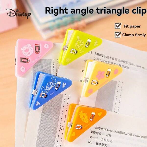 Disney 1pc Disney Cartoon Triangular Folder, Student Storage Organization Folder, Stationery Exam Folder, Cute Stitch Corner Folder, Temporary Bookmark, Temporary Sealing Folder