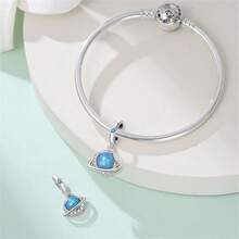 1 Stück 925 Sterling Silber DIY Anhänger, funkelnder diamantbesetzter Globus Charm: Beginne ein schönes Reisekapitel, Alltags- und Freizeitkleidung, Urlaubsgeschenke