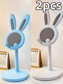 2pcs Desktop Accessories Cartoon Cute Bunny Desktop Cell Phone Holder Tablet Universal Adjustable Telescopic Lift Students Lazy Stand Desktop Accessories For The Living Room Bedroom And Other Scenes Home Goodies Convenient Life
