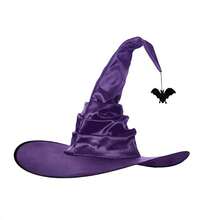 1 pezzo Accessorio da strega per Ognissanti, cappello da strega con decorazioni a volant neri, ragni e pipistrelli, cappello da mago per feste di Ognissanti, idea regalo di Ognissanti