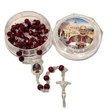 [ 1 件香薰木制念珠礼物 ] 手工木制 59 颗天主教念珠，教皇利奥十四世红玫瑰花瓣香薰念珠，2025 年美国第一任教皇，6 毫米念珠十字架项链，意大利罗马梵蒂冈利奥十四世，洗礼和圣餐派对礼物 - 利奧十四世念珠+盒子 - 查看 10