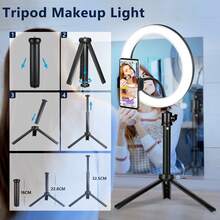 TOKQI 10 Inch Selfie Ring Light With Adjustable Floor Tripod And Desk Stand(Ringlight Kit Totally 72" Tall), LED Circle Light With Phone Holder, For Photo Selfie, Live Stream, Makeup, Video Recording, Zoom Meeting, Photography, Compatible With All Phones