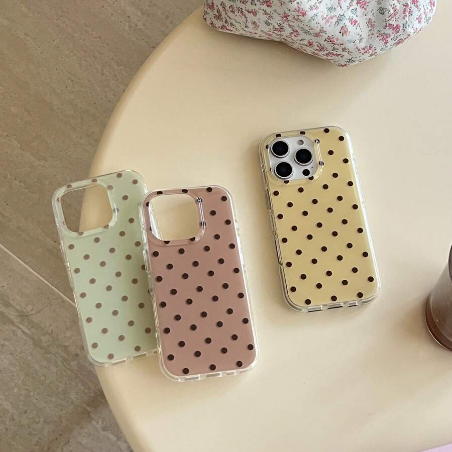Capa dupla para celular com estampa de bolinhas, compatível com iPhone 17 Pro Max/16 Pro Max/15 Pro Max/14 Pro/14. Design moderno com bordas arredondadas, elegante para mulheres e minimalista para homens. Presente ideal para namorada e casais. - Multicolorido - Ver 1