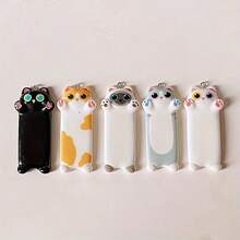 5/10 件可爱卡通猫树脂吊坠 | 色彩缤纷、俏皮的动物饰物，适用于 DIY 珠宝、钥匙扣和工艺品 | 表面光滑的树脂，猫咪配饰 - 随机混合