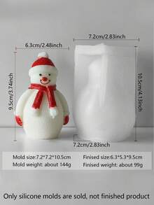 1pc Snowman, Christmas Tree, Santa Claus Candle Mold, DIY Silicone Snowman Candle Mold For Candle, Wax Melt, Plaster, Soap, Resin Crafts, Christmas Snowman Design, Home Decor, Holiday Gift, Art Supplies - White - View 11