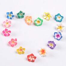10/60/100 Pcs Polymer Clay Flower Beads 3D Plumeria Floral Small Spacer Beads Cute Flower Charm Beads 15-16mm For Crafts DIY Jewelry Making Supplies