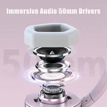 NUBWO G06 Dual Wireless Gaming Headset With Microphone For PlayStation5, PlayS4, PC - 23ms Low Latency Audio - 100-Hour Of Playtime - 50mm Drivers (Black-Orange) For Apple Phone, IPad, Laptops, For IOS, Android Users, Gifts For Family, Friends, Kids, Birthday, Spring, Boyfriends, Girlfriends, Holiday, Easter For Human-Computer Dialogue College Entrance Examination English Oral Listening And Speaking Test Headset Wired With Microphone Online - Pink - 粉色 - 查看 4