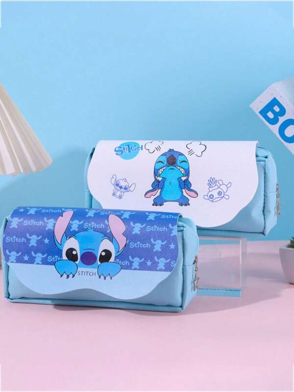 Disney 1Pc Disneys Stitchs Cartoon Storage Pen Bag Lilo & Stitchs Multifunctional Large Capacity Lilo & Stitchs Stationery Pencil Case Gifts(Some Parts May Be Random)