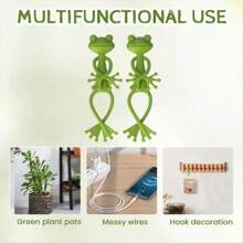 1/5PCS Durable Green Frog Plant Support Pile - Cute Frog Flower Pot Embracing Plant Climbing Fixing Clip, Plastic Garden Decoration, Suitable For Indoor And Outdoor Use, Perfect For Supporting Stem Growth, Frog Garden Decoration, Indoor Plant Support | Fun Garden Accessories | Durable Plastic