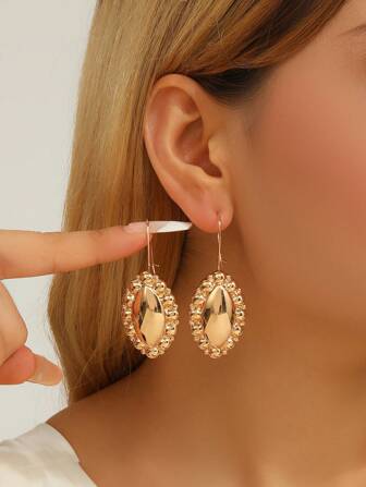 1 Pair Retro Pearl Fringe Leaf Design Earrings, Elegant Jewelry Gift For Women, Suitable For Festive Occasions And Parties