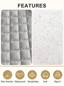 1pc Warterproof Fitted Sheet, Bedding, Waterproof Mattress Protector, Skin-Friendly Mattress Cover, Bedroom Decor, Breathable Quilted Mattress Cover For 8-15" Mattress, Room Decor, Noiseless Bed Mattress Cover For Bedroom, Dorm Room