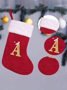 1 件，豪华红色针织圣诞袜，配有超柔软毛绒白色袖口 - 优雅的场景装饰、舒适的房间装饰、节日家居装饰、节日派对装饰和圣诞装饰必备品 - 多色 - 查看 7