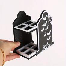 1 pieza Soporte para cepillo de dientes con diseño de murciélago estilo gótico - Plástico duradero, organizador independiente para brochas de maquillaje y pasta de dientes para el tocador del baño, regalo ideal para fiestas y organizador de baño inspirado en Halloween