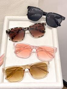 3/4pcs Women Round Plastic Frame All-Match Elegant Casual Street Style Personalized Glasses Combination For Street-Photography, Tropical Beach Vacay, Going Out Outfit, Outdoor Casual Activities Fashion Accessories - 彩色 - 查看 7