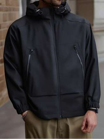 男士春秋休闲连帽夹克