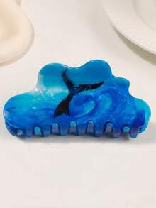 发夹 1 件海洋动物爪夹海豚印花发饰女士发夹发夹马尾辫、发髻、海滩、度假发饰、学校用品、大学秋季配饰秋冬