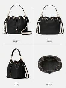 Kate Spade Túi đeo chéo Emma Small Bucket Bag Spade Flower dành cho nữ Túi da đen đeo vai Túi xách nữ Ví có khóa rút Túi cầm tay thường ngày có dây đeo có thể tháo rời và điều chỉnh - màu đen - Xem 7