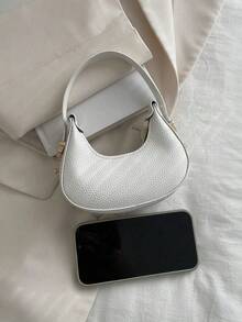 可爱迷你纯白色女士手提包，时尚新月形手提包，外观高档，款式多样 - 白色 - 查看 5