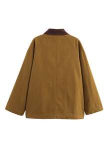 Cazadora con solapas sobredimensionadas, acolchada, con bolsillos y manga larga, de estilo casual para otoño e invierno