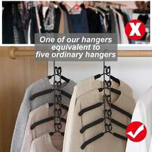2/4 PCS 5 In 1 Multi Layer Metal Hanger Racks Non-Slip Foam Padded Heavy Duty Thick Magic Hanger Closet Organizers And Storage For Coat Sweater Suit T-Shirt. - Black - View 7