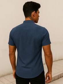 Men's Linen T-Shirt With Priest Collar And Buttons, Elegant And Comfortable