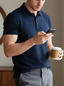 2025 Summer Men's Boyfriend Style Polo Shirt - Quick-Dry Ice Silk Lapel | All Sizes (XXS-XXL) | Ultra-Lightweight Breathable For Golf/Outdoor/Business/Casual - Navy - View 2