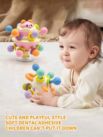 Baby Manhattan Atomium Teething Soft Rubber Hand Grip & Zhuan Zhuan,1/2/3/4pcs ,Upgraded Manhattan Ball Zhuan, Rattle Can Be Boiled Teether, Baby Soothing Early Education Toys
