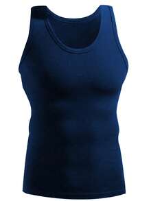 Compression Tank Top Fitness Top Clothing For Men, Basketball Training Workout Gym T-Shirt Running Sportswear - Blue - View 3