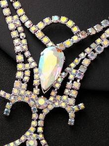 [Boho Chic Body Chain] Premium Boho Chic Body Chain | Sexy Back Chain Water Drop Back Chain Rhinoceros Body Chain Accessory - Silver - View 4