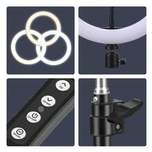 TOKQI 10 Inch Selfie Ring Light With Adjustable Floor Tripod And Desk Stand(Ringlight Kit Totally 72" Tall), LED Circle Light With Phone Holder, For Photo Selfie, Live Stream, Makeup, Video Recording, Zoom Meeting, Photography, Compatible With All Phones