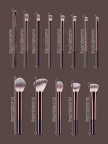 13件套专业化妆刷套装，超柔软刷毛，包含散粉刷/腮红刷/遮瑕刷/眉刷/斜角刷/眼影刷，新手友好型综合化妆工具套装，粉底刷、遮瑕刷、腮红刷、修容刷、腮红刷、古铜粉刷、散粉刷、粉底刷、腮红刷 - 棕色 - 查看 8